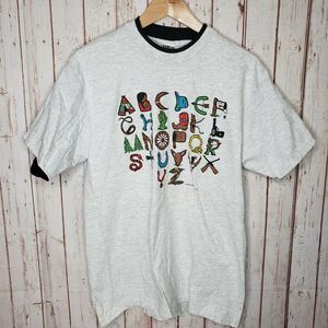 Vntg 90's L.A. Sportswear Alphabet tshirt sz lrg